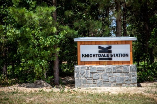 A sign for Knightdale Station.