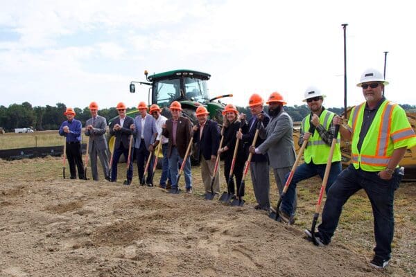 Groundbreaking ceremony for an industrial site.