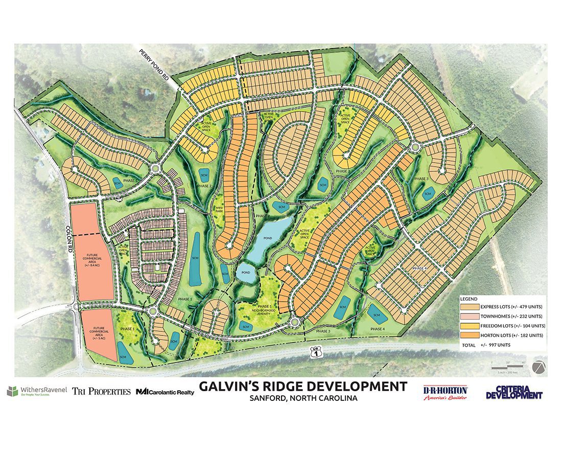 A master plan rendering of the Galvin's Ridge development