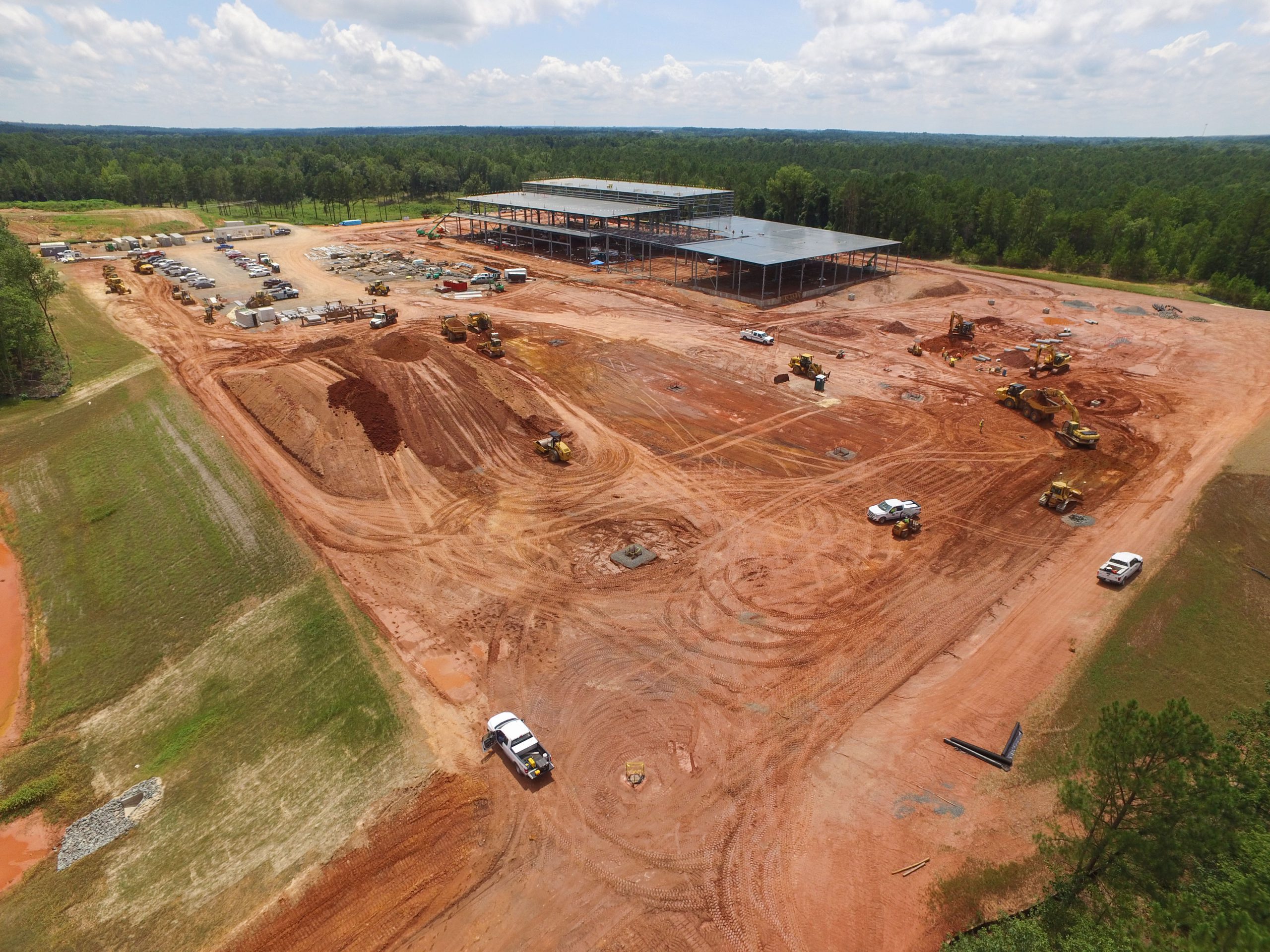 An aerial photo of a new industrial site under construction