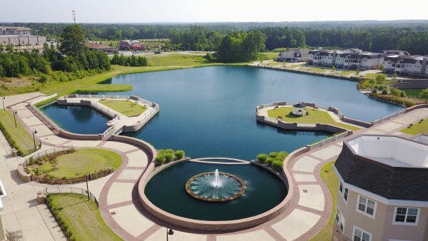 aerial view of a stormwater wetpond