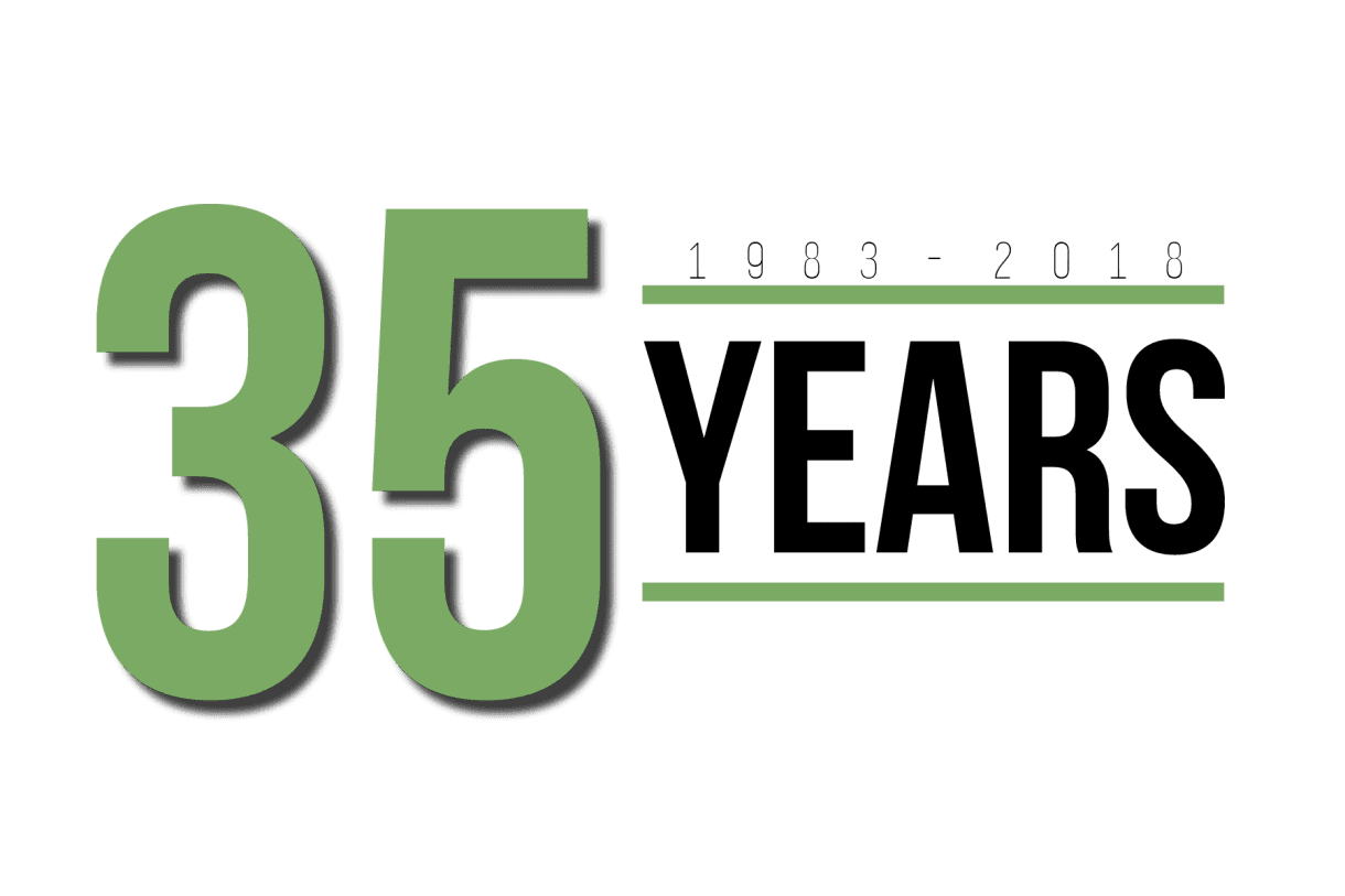 A logo recognizing WithersRavenel's 35 years in business