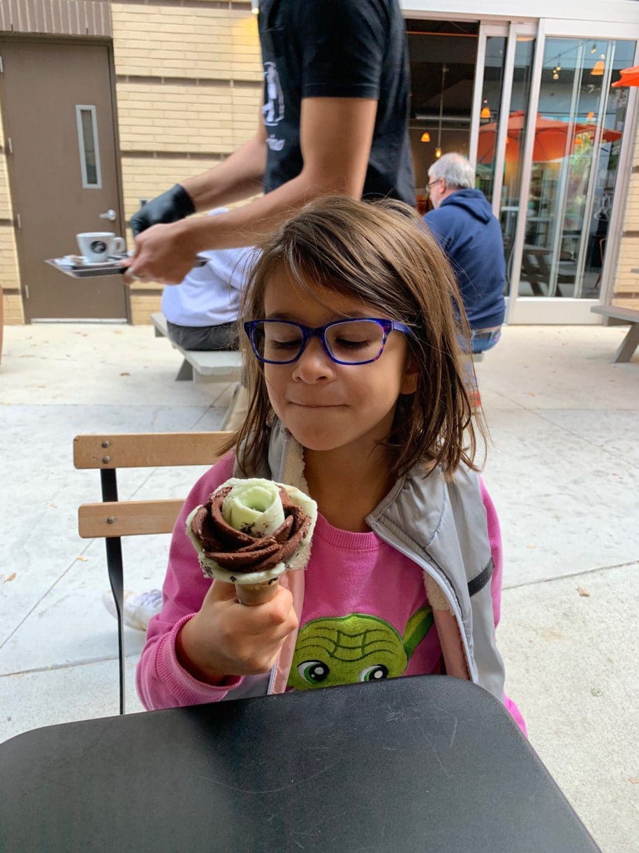 a child eating icecream