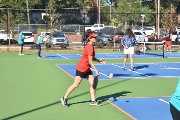 playing pickle ball