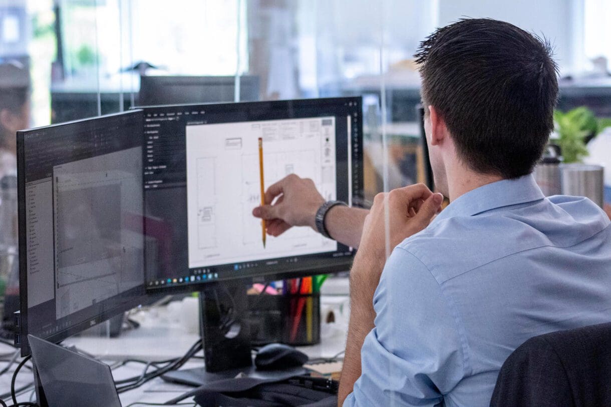 an employee in front of his computer