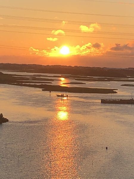 a beautiful sunset at the beach