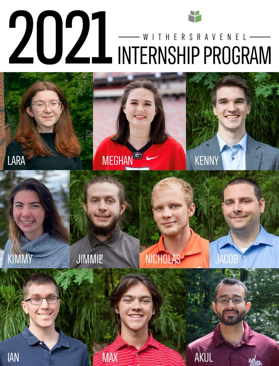 A collage of headshots of the 2021 summer interns