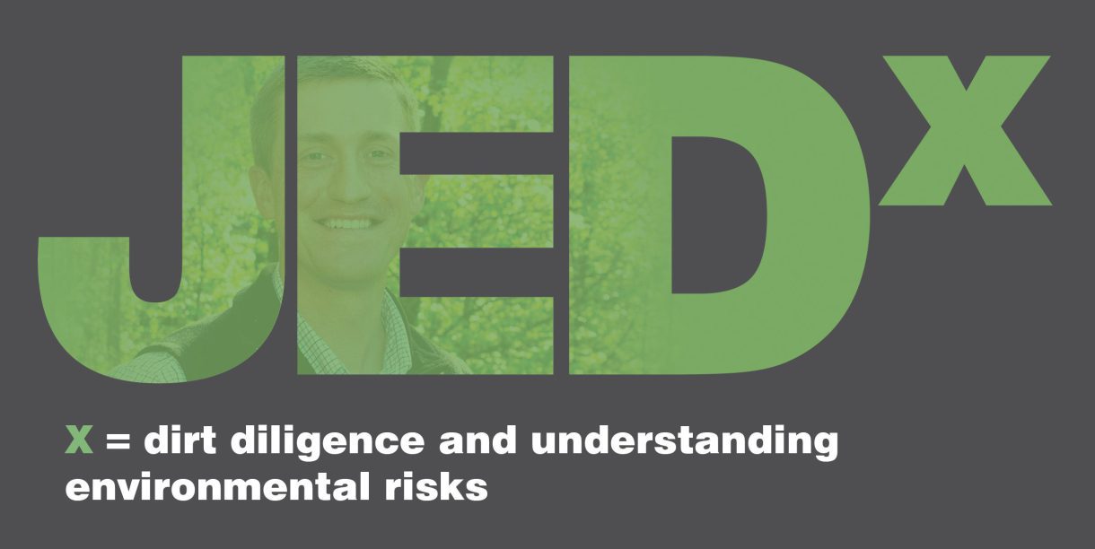 A banner with the words Dirt diligence and understanding environmental risks