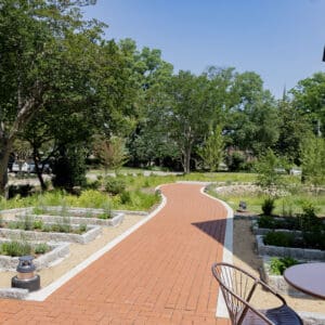 A sidewalk next to the Ivey-Ellington House.