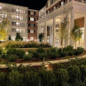 Hayes Barton Place at night.