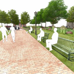 A 3D rendering of town improvements.