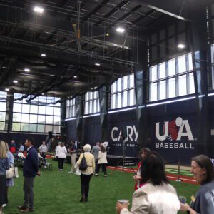 Indoor baseball training facility.