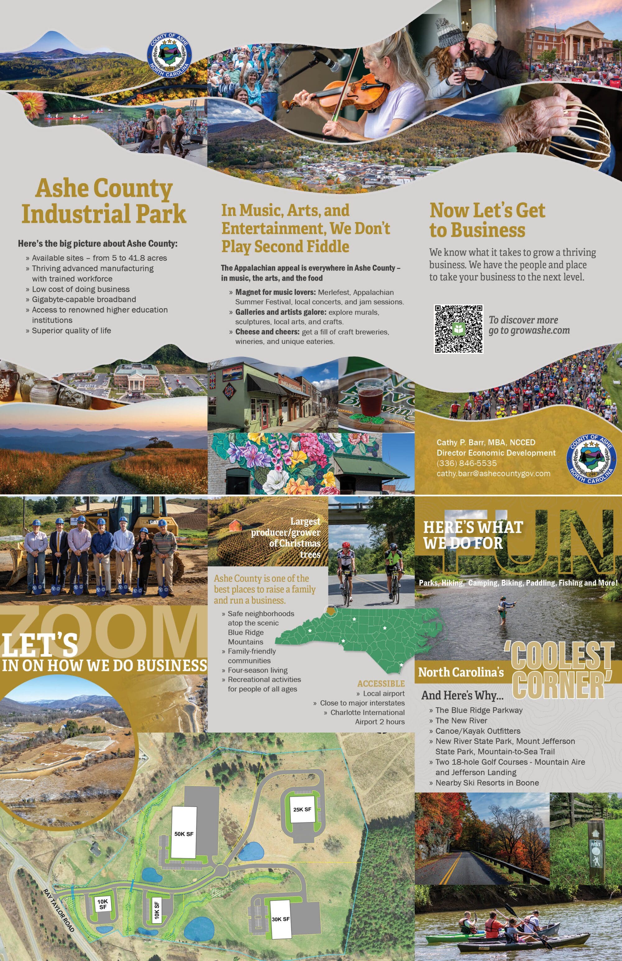 A brochure highlighting the offerings of Ashe County Business Park.