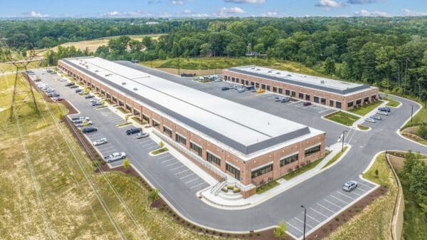 Aerial shot of a business park.