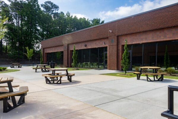An outdoor courtyard area at Thales Academy