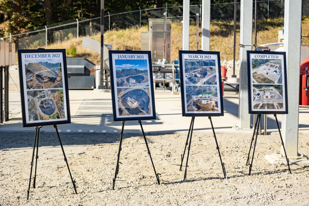 Town officials, residents and project professional staff gather for ribbon-cutting ceremony for new pump station in Clayton.