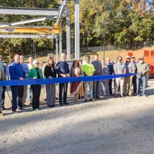 Town officials, residents and project professional staff gather for ribbon-cutting ceremony for new pump station in Clayton.