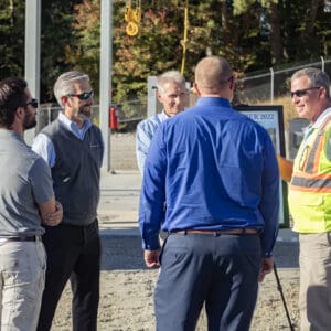 Town officials, residents and project professional staff gather for ribbon-cutting ceremony for new pump station in Clayton.