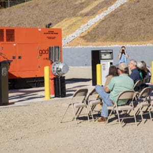 Town officials, residents and project professional staff gather for ribbon-cutting ceremony for new pump station in Clayton.