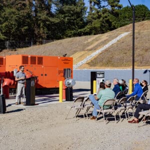 Town officials, residents and project professional staff gather for ribbon-cutting ceremony for new pump station in Clayton.