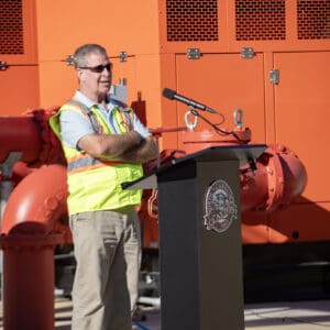 Town officials, residents and project professional staff gather for ribbon-cutting ceremony for new pump station in Clayton.