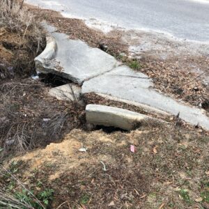 A damaged stormwater drain following a hurricane.