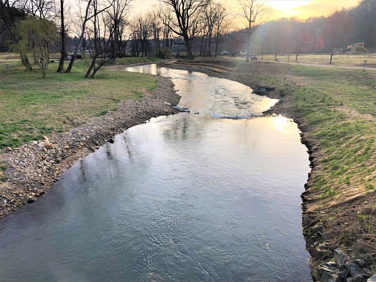 Harmon Field Stream Restoration, view from bridge