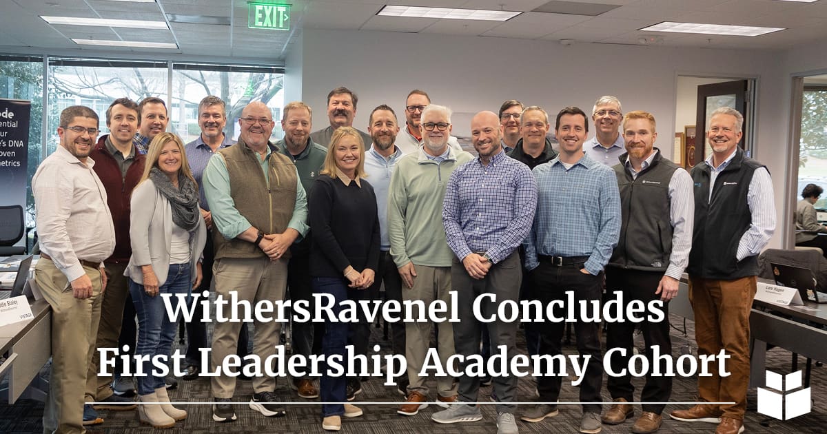 WithersRavenel team members pictured together at the Leadership Academy training session.