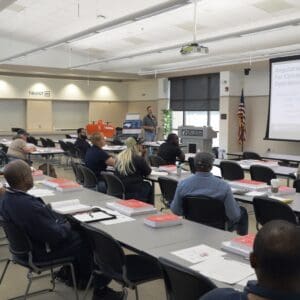 WithersRavenel's Seth Swaim leading a training session on drone and construction surveying.