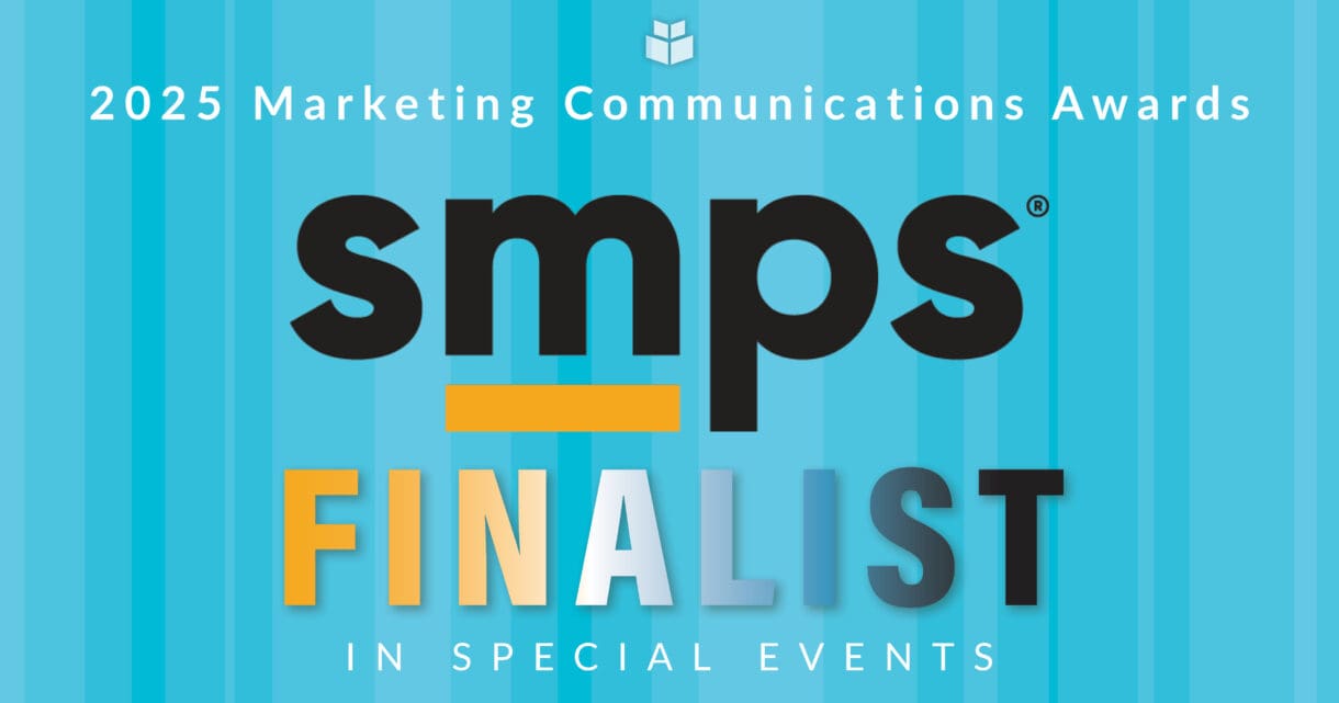 A graphic with text on it acknowledging that WithersRavenel is a finalist for an SMPS award.