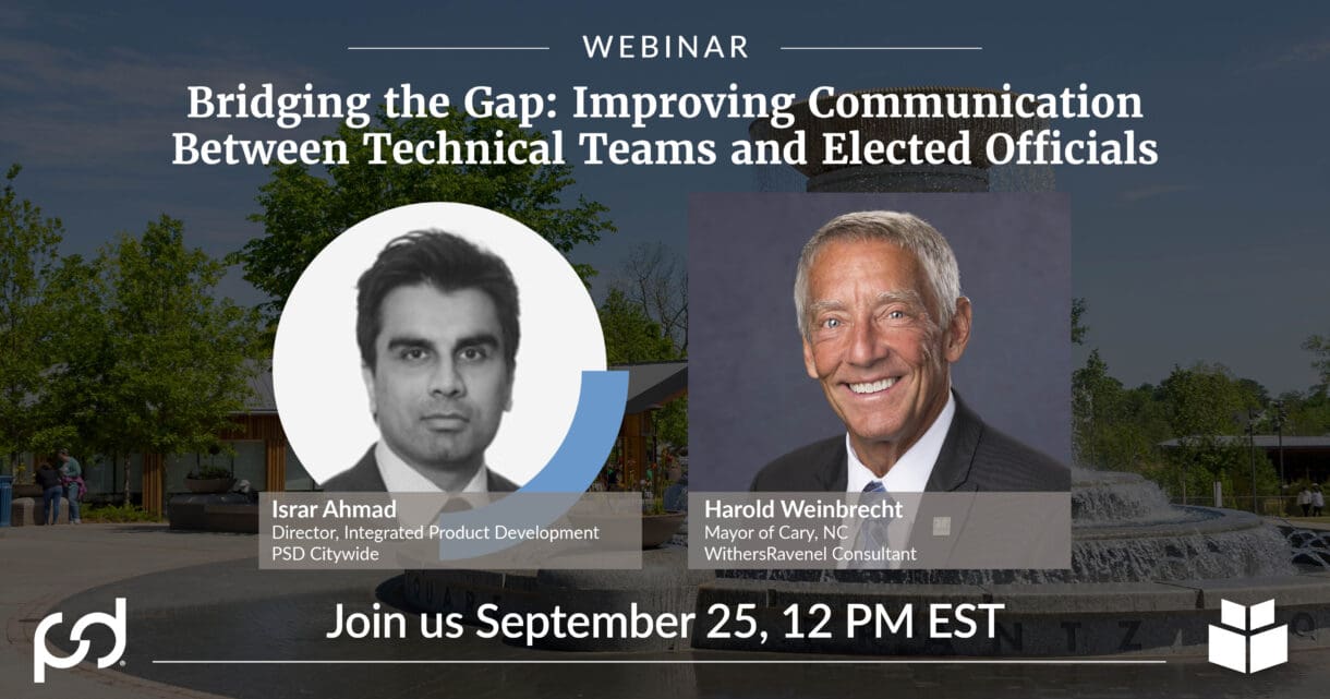 An image of two individuals who will be speaking on a webinar about communicating infrastructure priorities to elected officials.