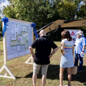 People at the groundbreaking ceremony for Madison Street Park in Whiteville.
