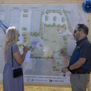 People at the groundbreaking ceremony for Madison Street Park in Whiteville.