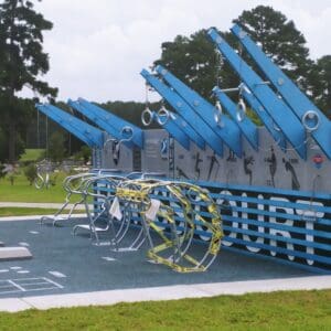 An image of exercise equipment at a Columbus County Park.