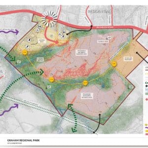 A site analysis for the Graham Regional Park Master Plan.