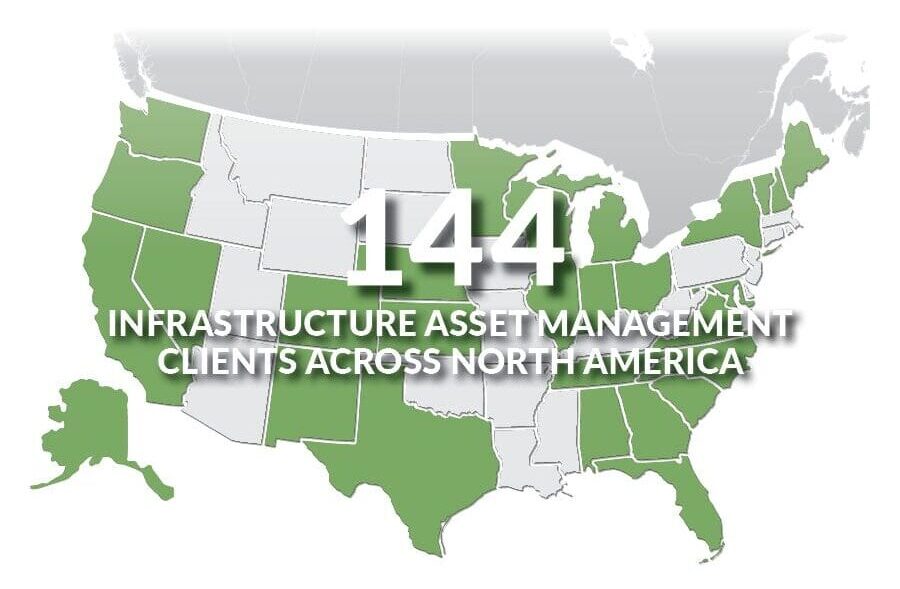 A map of WithersRavenel's infrastructure asset management clients.