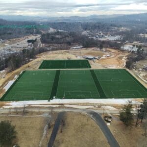 Drone images looking down on the construction of Henderson County Sports Complex.