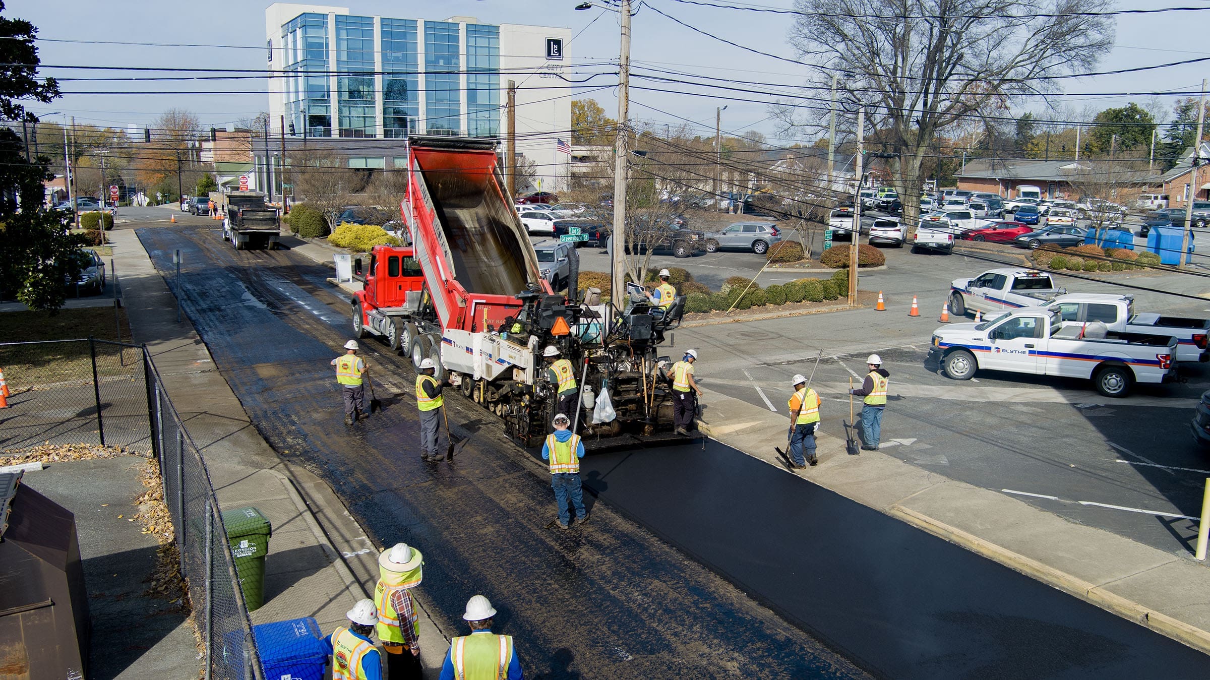 A street undergoing repair in Lexington, NC.