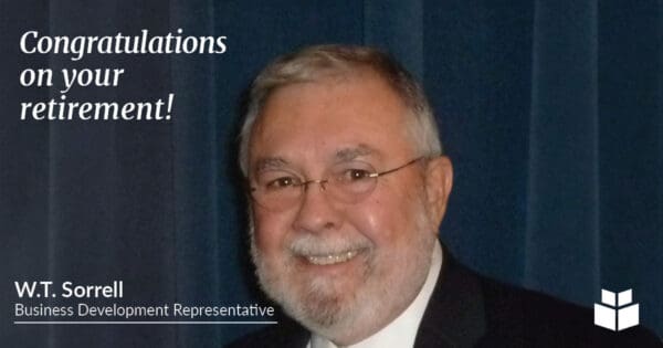 Retirement graphic featuring W.T. Sorrell with the message, “Congratulations on your retirement!”